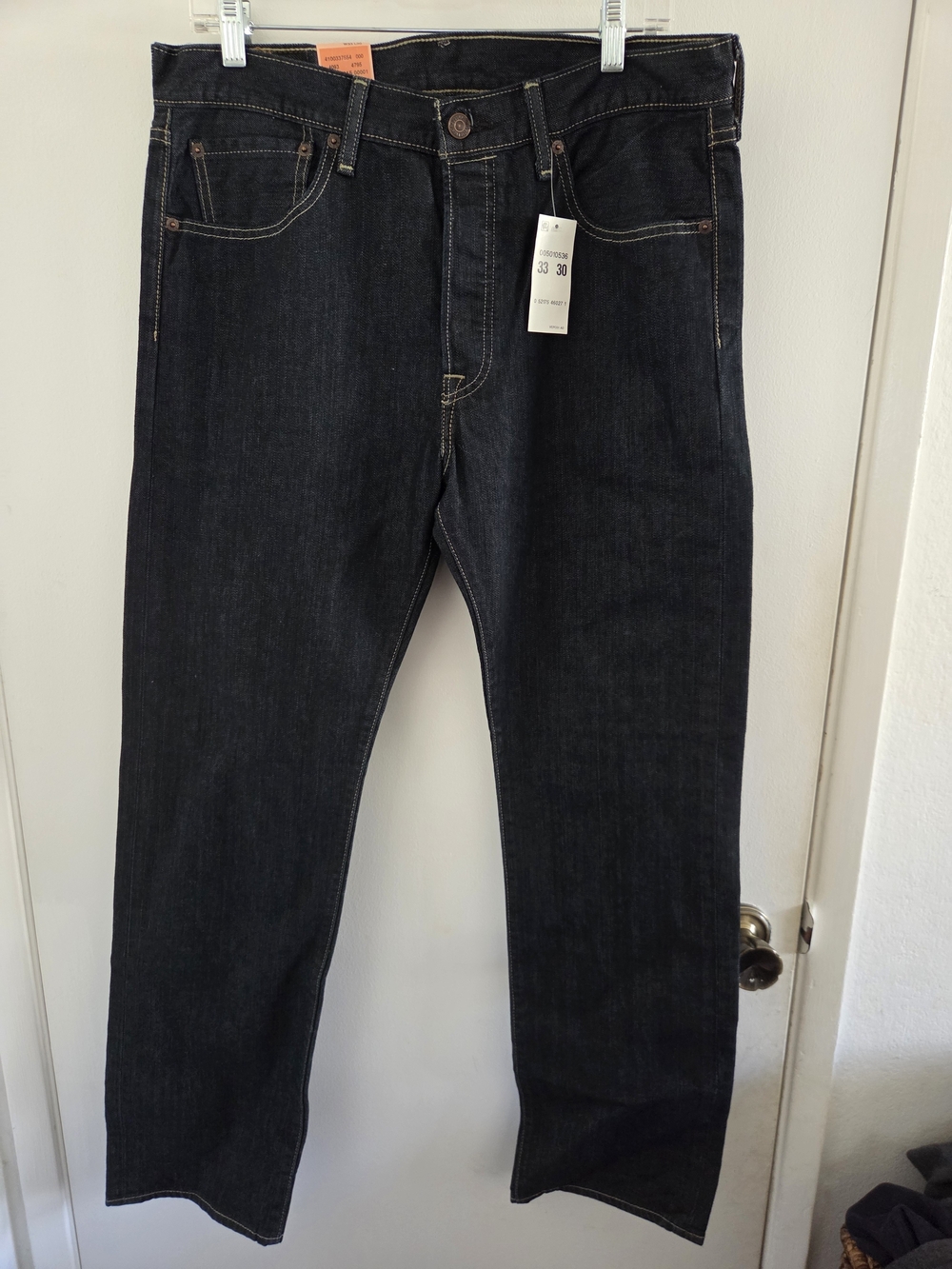 Levis 501 Original Shrink To Fit Button Fly Jeans Rigid Black Jean New 33x30